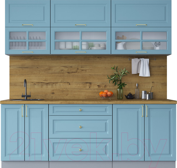 Изображение товара Кухонный гарнитур Интерлиния Мила Шато 2.2Б (океан/океан/дуб бунратти)