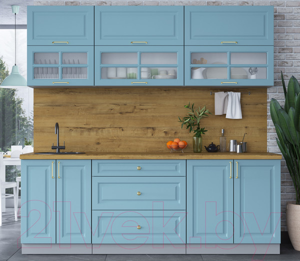 Изображение товара Кухонный гарнитур Интерлиния Мила Шато 2.2Б (океан/океан/дуб бунратти)