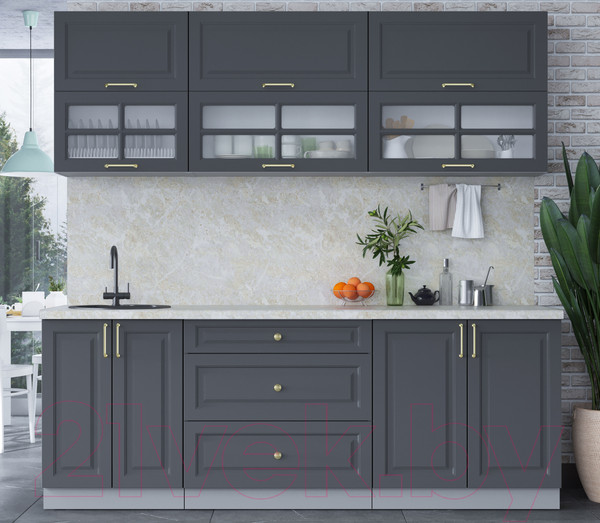 Изображение товара Кухонный гарнитур Интерлиния Мила Шато 2.2Б (пепел/пепел/опал светлый)