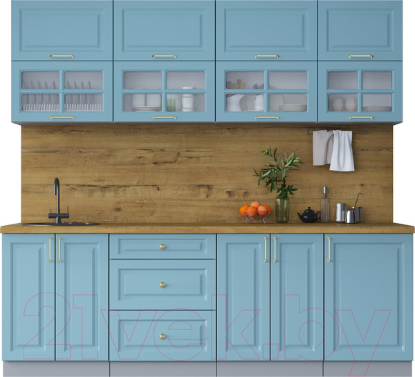 Изображение товара Кухонный гарнитур Интерлиния Мила Шато 2.3Б (океан/океан/дуб бунратти)
