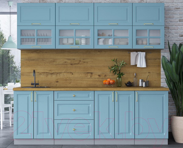 Изображение товара Кухонный гарнитур Интерлиния Мила Шато 2.3Б (океан/океан/дуб бунратти)