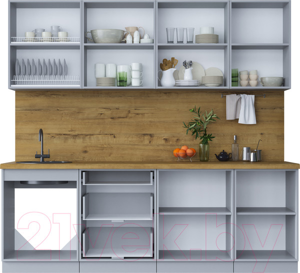 Изображение товара Кухонный гарнитур Интерлиния Мила Шато 2.3Б (луна/луна/бискайская сосна)