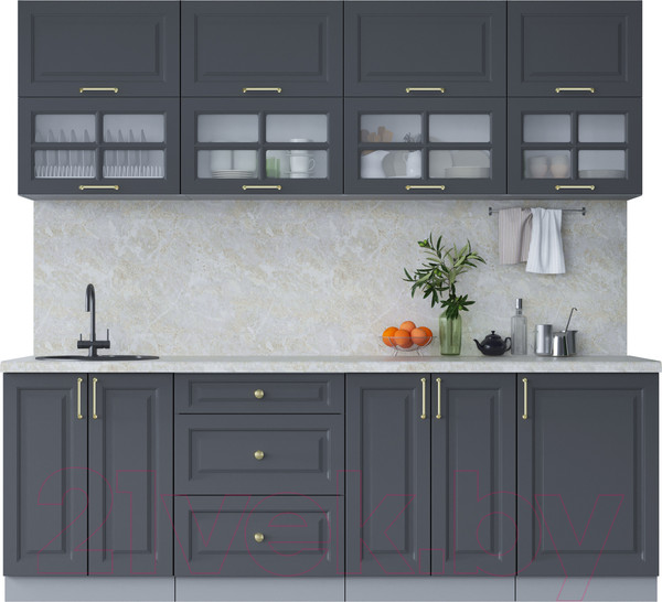 Изображение товара Кухонный гарнитур Интерлиния Мила Шато 2.3Б (пепел/пепел/опал светлый)