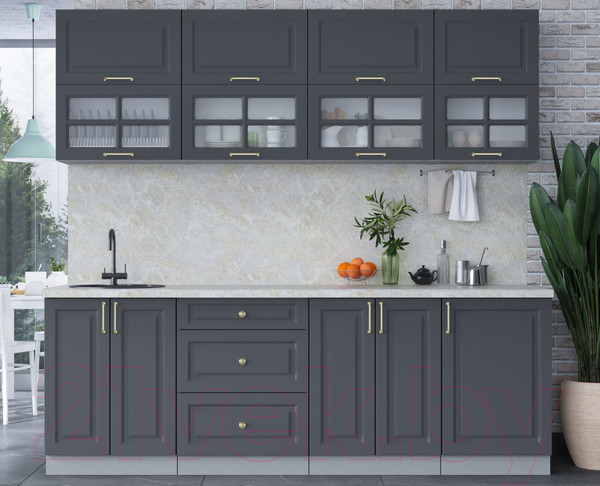 Изображение товара Кухонный гарнитур Интерлиния Мила Шато 2.3Б (пепел/пепел/опал светлый)