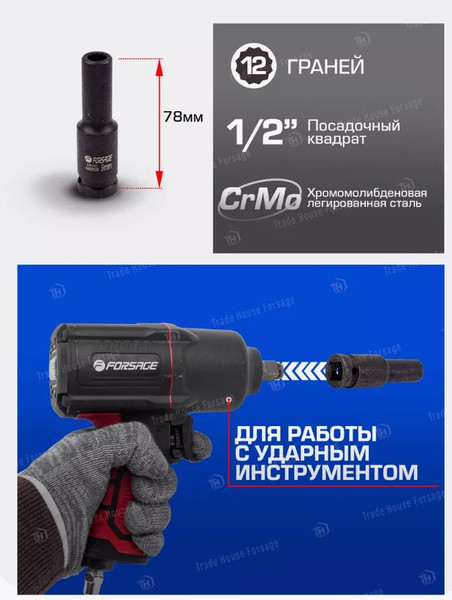 Изображение товара Головка слесарная Forsage F-4488509 (54907)