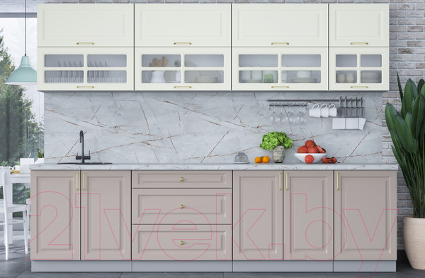 Изображение товара Кухонный гарнитур Интерлиния Мила Шато 2.9Б (белый/луна/серый каспий)