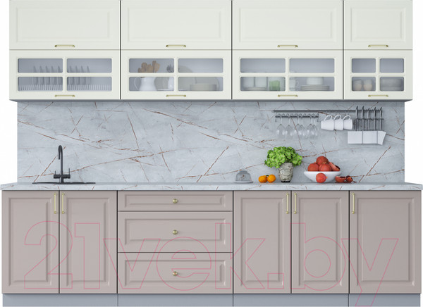 Изображение товара Кухонный гарнитур Интерлиния Мила Шато 2.9Б (белый/луна/серый каспий)