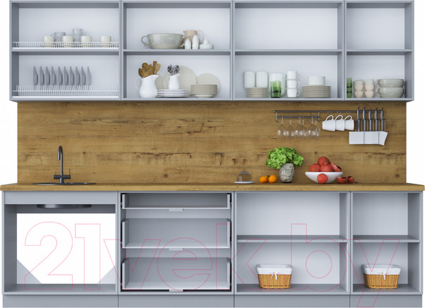 Изображение товара Кухонный гарнитур Интерлиния Мила Шато 2.9Б (луна/луна/бискайская сосна)