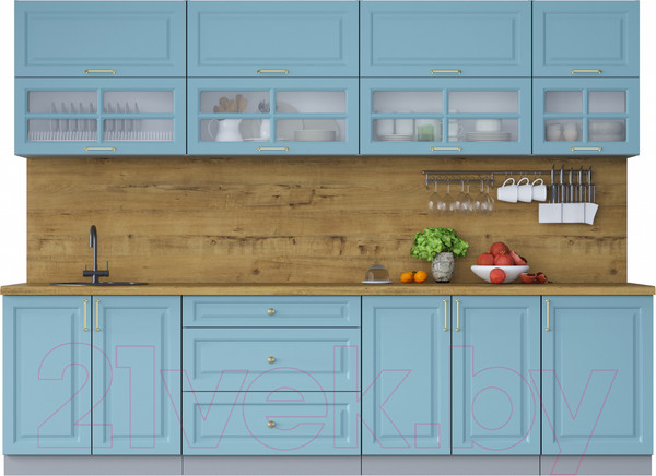 Изображение товара Кухонный гарнитур Интерлиния Мила Шато 2.9Б (океан/океан/дуб бунратти)