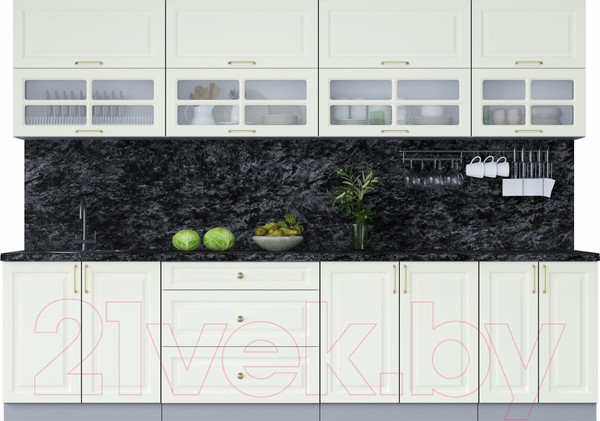 Изображение товара Кухонный гарнитур Интерлиния Мила Шато 3.0Б (белый/белый/кастилло темный)