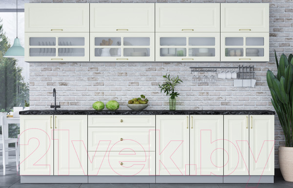 Изображение товара Кухонный гарнитур Интерлиния Мила Шато 3.0Б (белый/белый/кастилло темный)