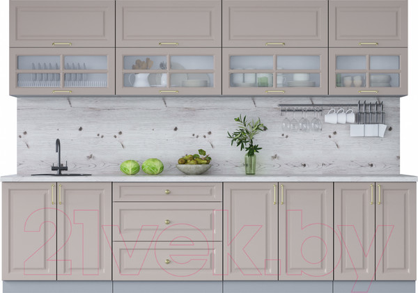 Изображение товара Кухонный гарнитур Интерлиния Мила Шато 3.0Б (луна/луна/бискайская сосна)