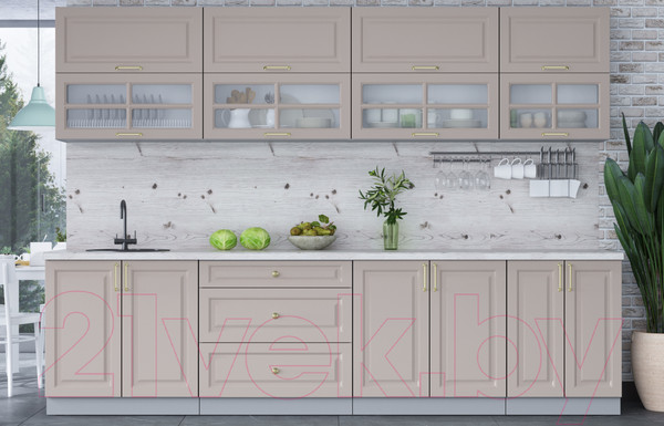 Изображение товара Кухонный гарнитур Интерлиния Мила Шато 3.0Б (луна/луна/бискайская сосна)