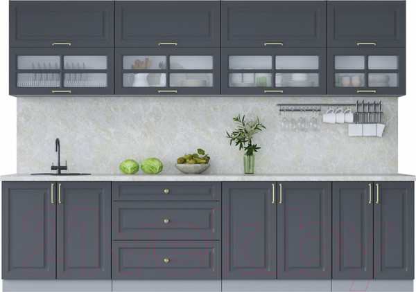 Изображение товара Кухонный гарнитур Интерлиния Мила Шато 3.0Б (пепел/пепел/опал светлый)