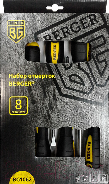 Изображение товара Набор отверток BERGER BG1062 (8 предметов)