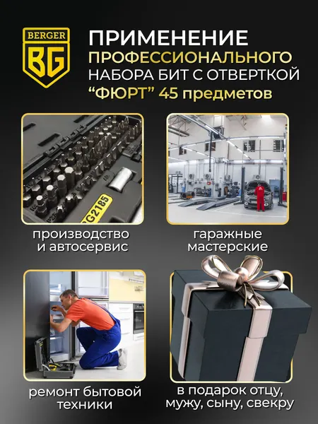 Изображение товара Набор отверток BERGER BG2185 (45 предметов)