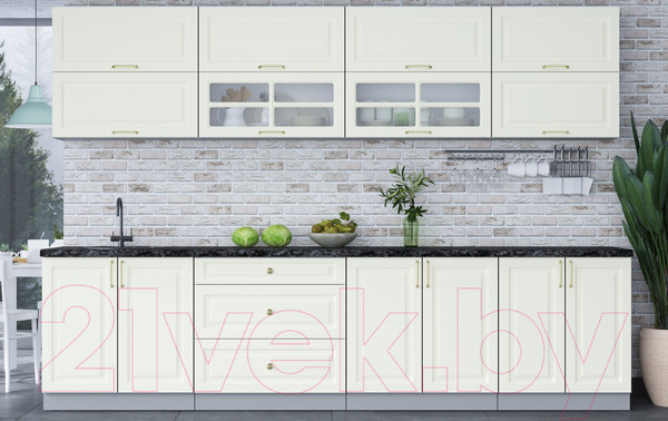 Изображение товара Кухонный гарнитур Интерлиния Мила Шато 3.1Б (белый/белый/кастилло темный)