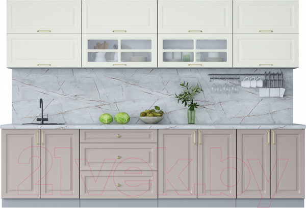 Изображение товара Кухонный гарнитур Интерлиния Мила Шато 3.1Б (белый/луна/серый каспий)