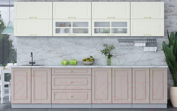 Изображение товара Кухонный гарнитур Интерлиния Мила Шато 3.1Б (белый/луна/серый каспий)