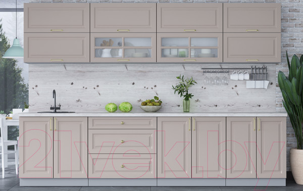 Изображение товара Кухонный гарнитур Интерлиния Мила Шато 3.1Б (луна/луна/бискайская сосна)