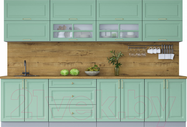 Изображение товара Кухонный гарнитур Интерлиния Мила Шато 3.1Б (мята/мята/дуб бунратти)