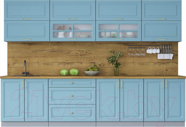 Изображение товара Кухонный гарнитур Интерлиния Мила Шато 3.1Б (океан/океан/дуб бунратти)