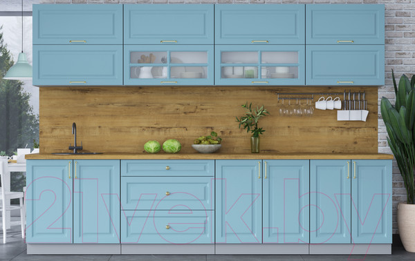 Изображение товара Кухонный гарнитур Интерлиния Мила Шато 3.1Б (океан/океан/дуб бунратти)