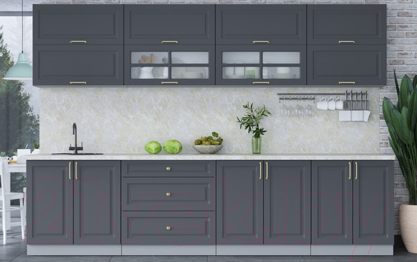 Изображение товара Кухонный гарнитур Интерлиния Мила Шато 3.1Б (пепел/пепел/опал светлый)