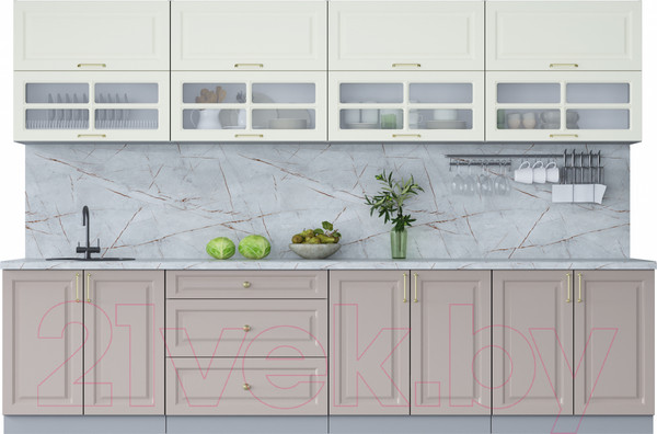 Изображение товара Кухонный гарнитур Интерлиния Мила Шато 3.2Б (белый/луна/серый каспий)