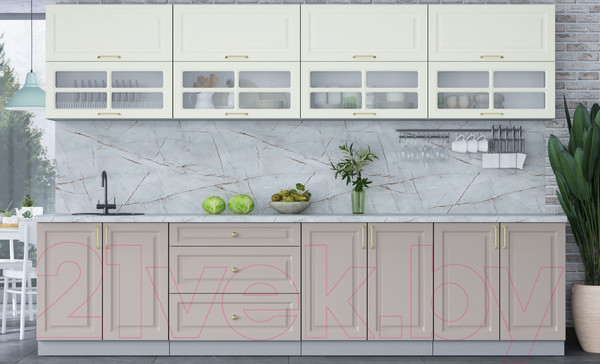 Изображение товара Кухонный гарнитур Интерлиния Мила Шато 3.2Б (белый/луна/серый каспий)