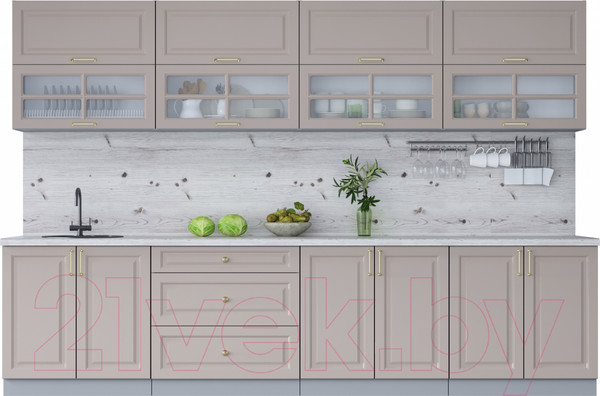 Изображение товара Кухонный гарнитур Интерлиния Мила Шато 3.2Б (луна/луна/бискайская сосна)