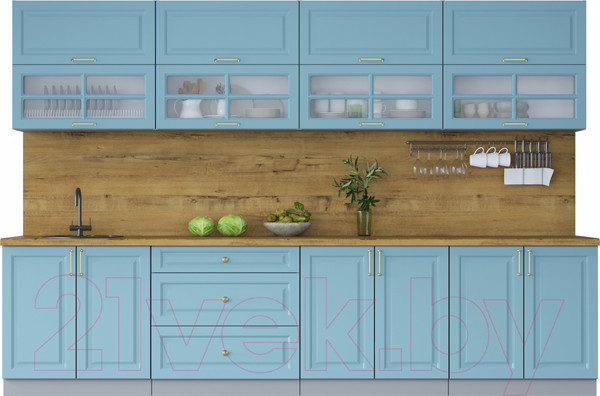 Изображение товара Кухонный гарнитур Интерлиния Мила Шато 3.2Б (океан/океан/дуб бунратти)