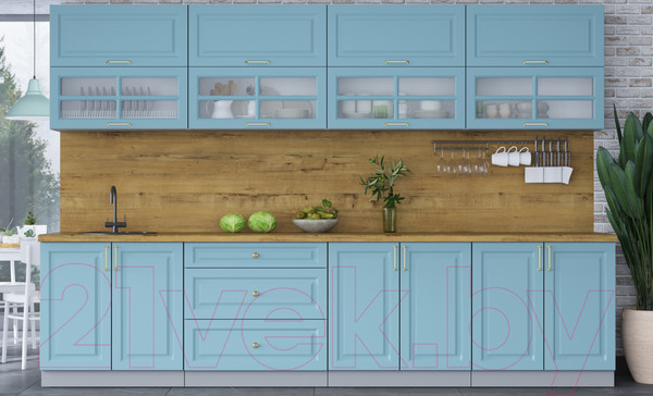 Изображение товара Кухонный гарнитур Интерлиния Мила Шато 3.2Б (океан/океан/дуб бунратти)