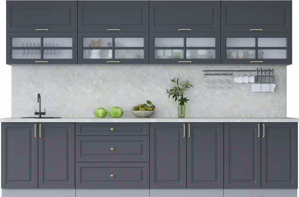 Изображение товара Кухонный гарнитур Интерлиния Мила Шато 3.2Б (пепел/пепел/опал светлый)