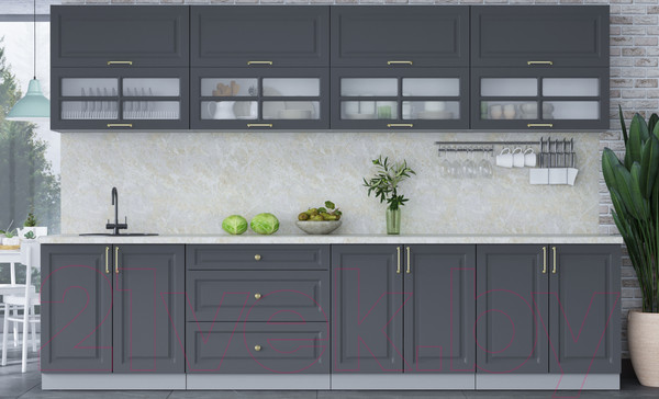 Изображение товара Кухонный гарнитур Интерлиния Мила Шато 3.2Б (пепел/пепел/опал светлый)