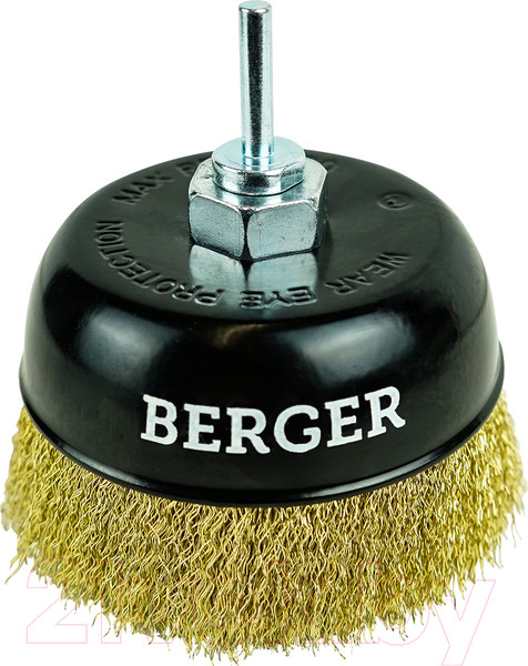 Изображение товара Щетка для электроинструмента BERGER Чашеобразная 125мм гайка М14 + хвостовик 6мм / BG1742 (латунированная сталь 0.3мм)