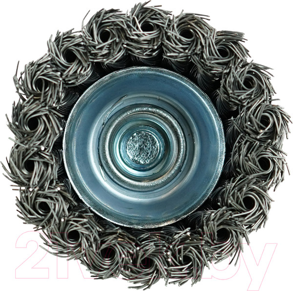 Изображение товара Щетка для электроинструмента BERGER Чашеобразная 75мм гайка М14 + хвостовик 6мм / BG1743 (витая оцинкованная сталь 0.5мм)