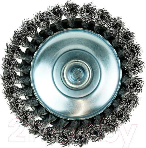 Изображение товара Щетка для электроинструмента BERGER Чашеобразная 125мм гайка М14 + хвостовик 6мм / BG1745 (витая оцинкованная сталь 0.5мм)