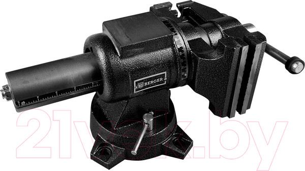 Изображение товара Тиски BERGER Чугун. поворотные с трубным зажимом и наковальней 125мм / BG1340