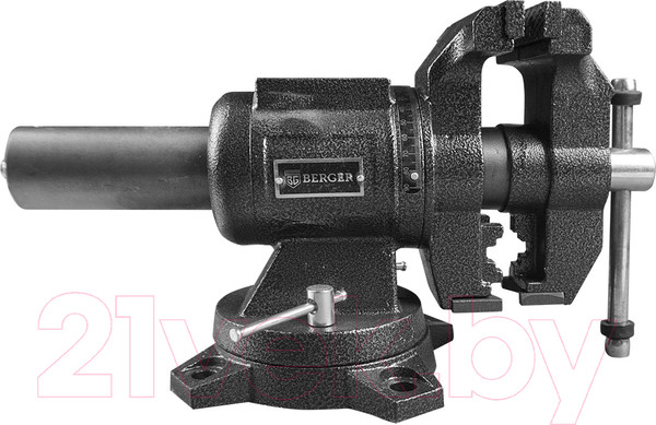 Изображение товара Тиски BERGER Чугун. поворотные с трубным зажимом и наковальней 125мм / BG1340