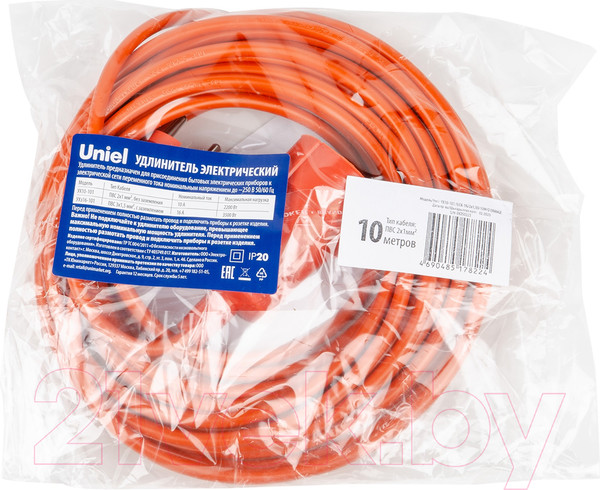 Изображение товара Удлинитель Uniel YX10-101 /UCK-1N/2x1.00/10M/O / UL-00010793