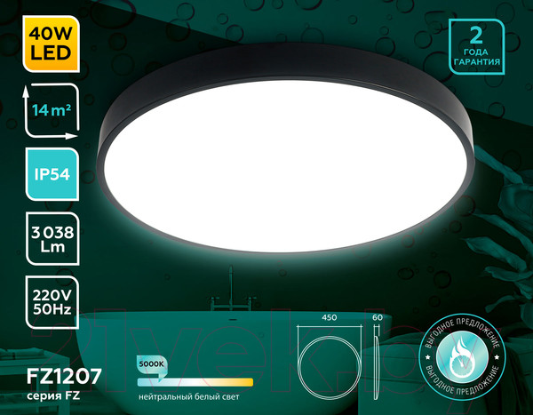 Изображение товара Потолочный светильник Ambrella 00-00008131 / FZ1207 (черный)