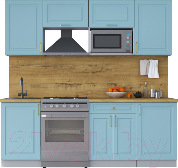 Изображение товара Кухонный гарнитур Интерлиния Мила Шато 2.2В (океан/океан/дуб бунратти)