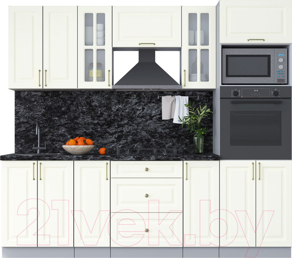 Изображение товара Кухонный гарнитур Интерлиния Мила Шато 2.4В (белый/белый/кастилло темный)