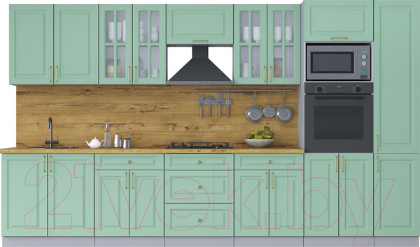 Изображение товара Кухонный гарнитур Интерлиния Мила Шато 3.6В (мята/мята/дуб бунратти)