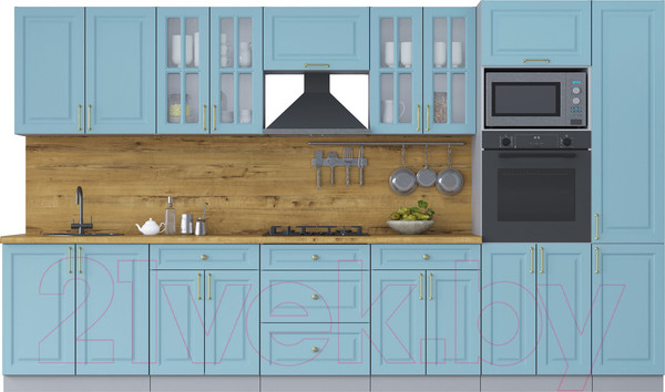 Изображение товара Кухонный гарнитур Интерлиния Мила Шато 3.6В (океан/океан/дуб бунратти)