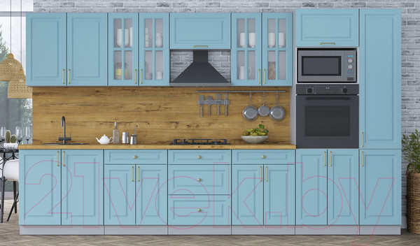 Изображение товара Кухонный гарнитур Интерлиния Мила Шато 3.6В (океан/океан/дуб бунратти)