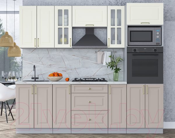 Изображение товара Кухонный гарнитур Интерлиния Мила Шато 2.4В (белый/луна/серый каспий)