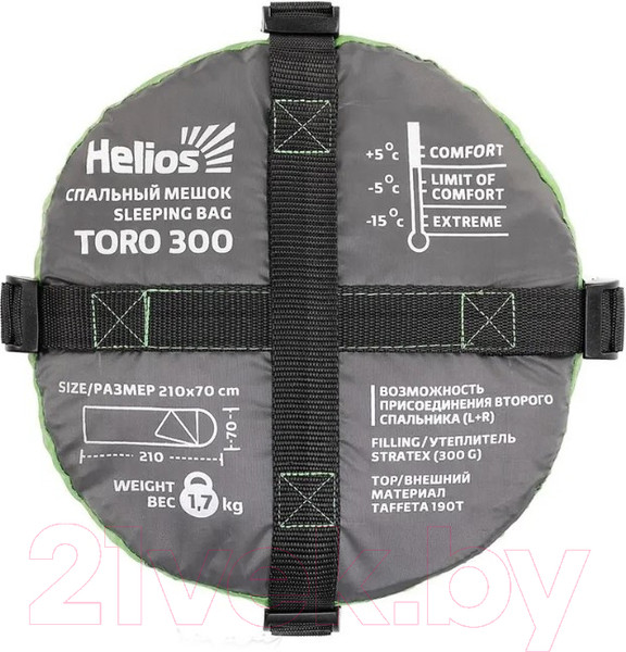 Изображение товара Спальный мешок Helios Toro 300L 210x70 / T-HS-SB-T-300L (салатовый)