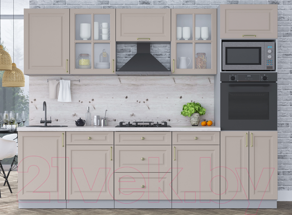 Изображение товара Кухонный гарнитур Интерлиния Мила Шато 2.7В (луна/луна/бискайская сосна)